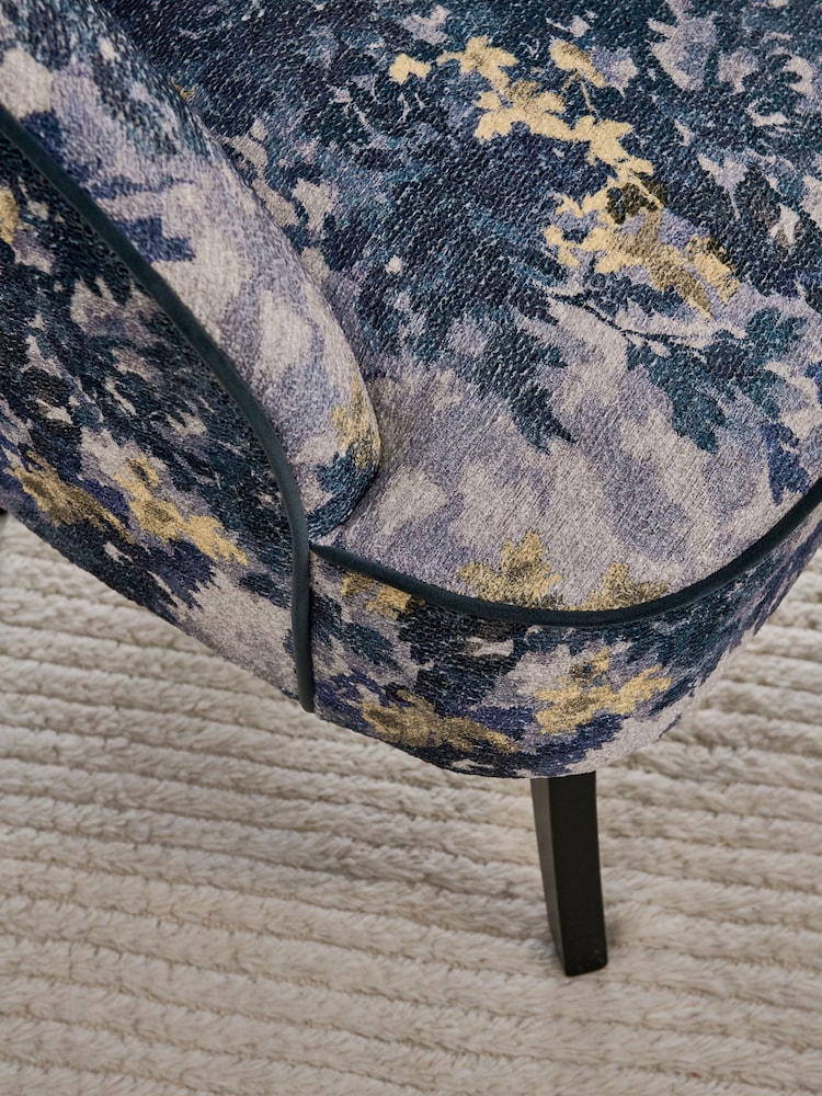 Boucle Chenille Yellow Floral Tapestry Print Remi High Back Accent Chair - Image 2 of 6