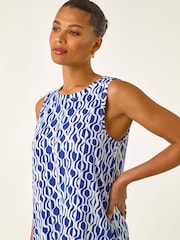 Roman Blue Geo Print Pocket Midi Dress - Image 4 of 5