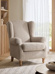 Teddy Boucle Light Natural Sherlock Highback Armchair - Image 1 of 9