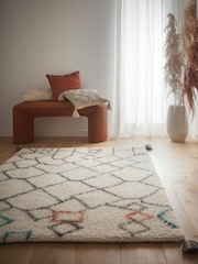 Origin Rug Collection. Ivory or Multi Berber Knotted Chain Rug - Image 1 of 5