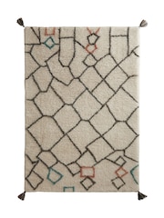 Origin Rug Collection. Ivory or Multi Berber Knotted Chain Rug - Image 4 of 5