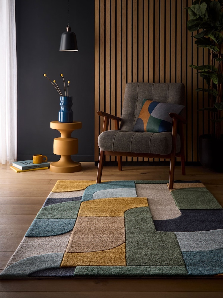Origin Rug Collection. Blue Retro Deco Rug - Image 1 of 5