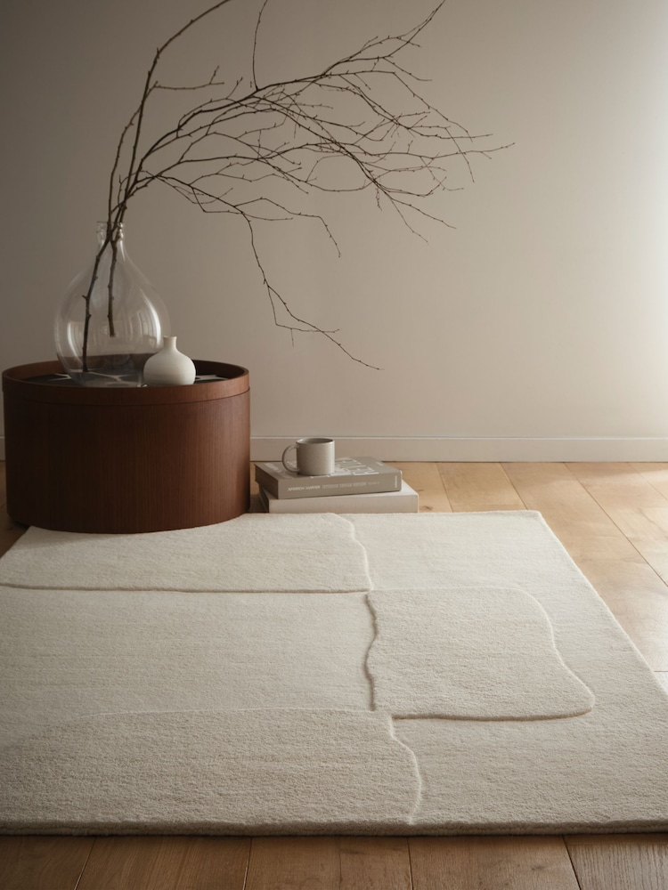 Origin Rug Collection. Cream Sculptured Boulder Rug - Image 1 of 5