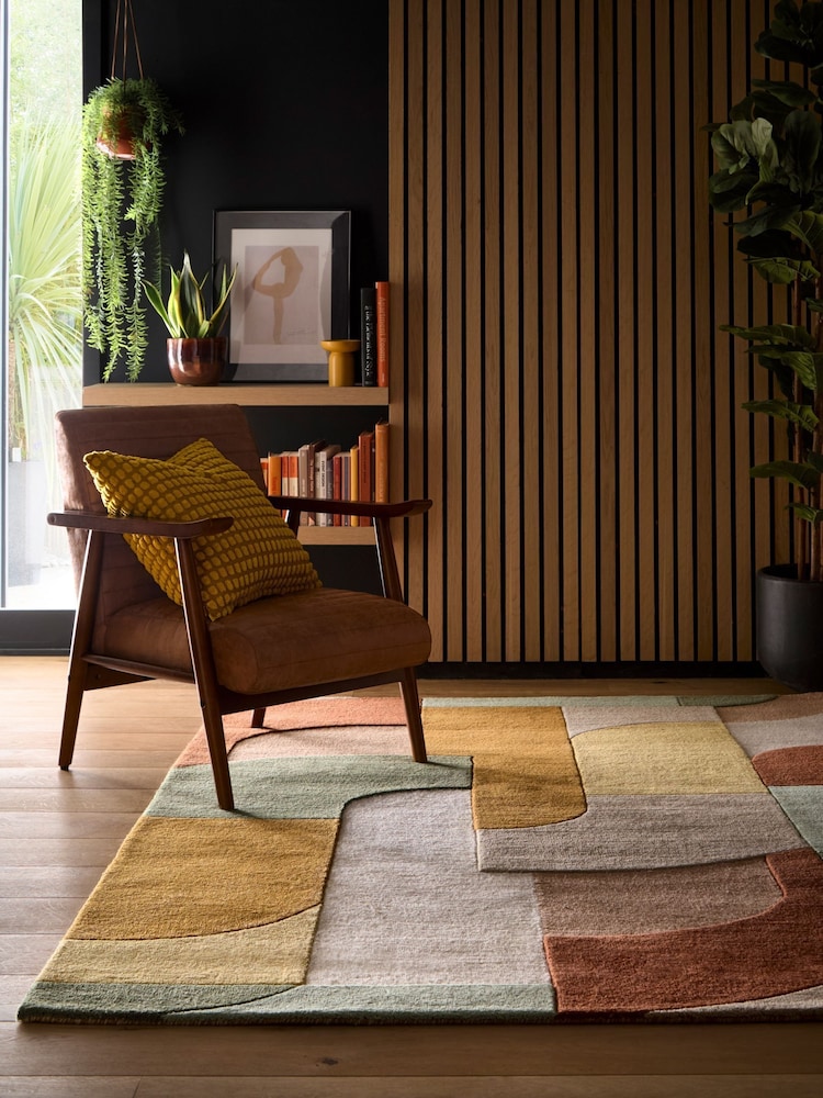 Origin Rug Collection. Tan Retro Deco Rug - Image 1 of 5