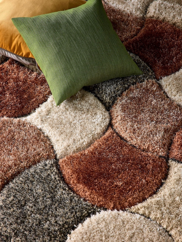 Origin Rug Collection. Terracotta 3D Scallop Shaggy Rug - Image 2 of 5