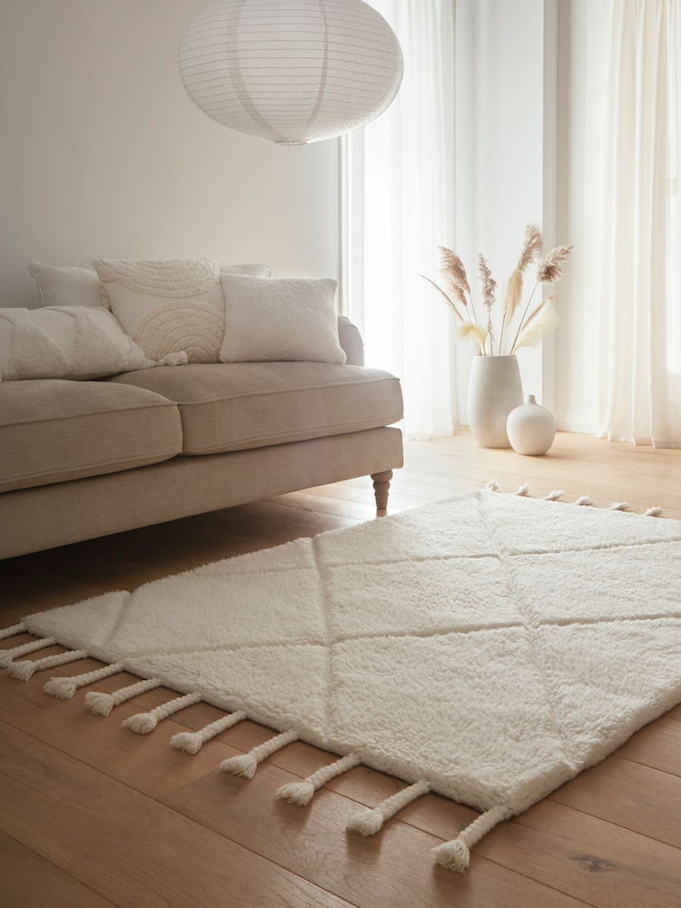 Origin Rug Collection. Ivory Berber Diamond Rug - Image 1 of 5