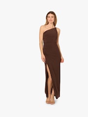 Adrianna Papell Jersey Column Brown Gown - Image 1 of 6