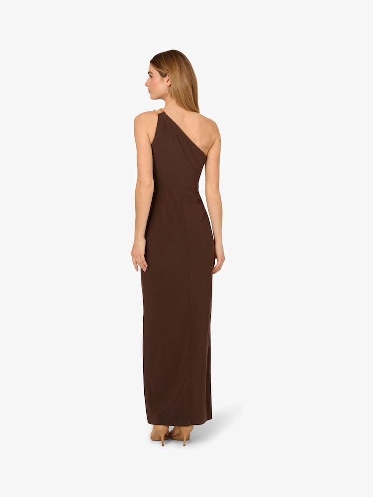 Adrianna Papell Jersey Column Brown Gown - Image 2 of 6