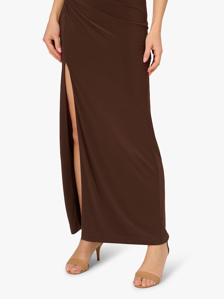 Adrianna Papell Jersey Column Brown Gown - Image 6 of 6