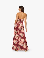 Adrianna Papell Printed Satin Long Brown Dress - Image 2 of 6