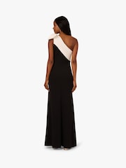 Adrianna Papell Colour Block Crepe Bow Black Gown - Image 2 of 6