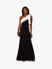 Adrianna Papell Colour Block Crepe Bow Black Gown - Image 4 of 6