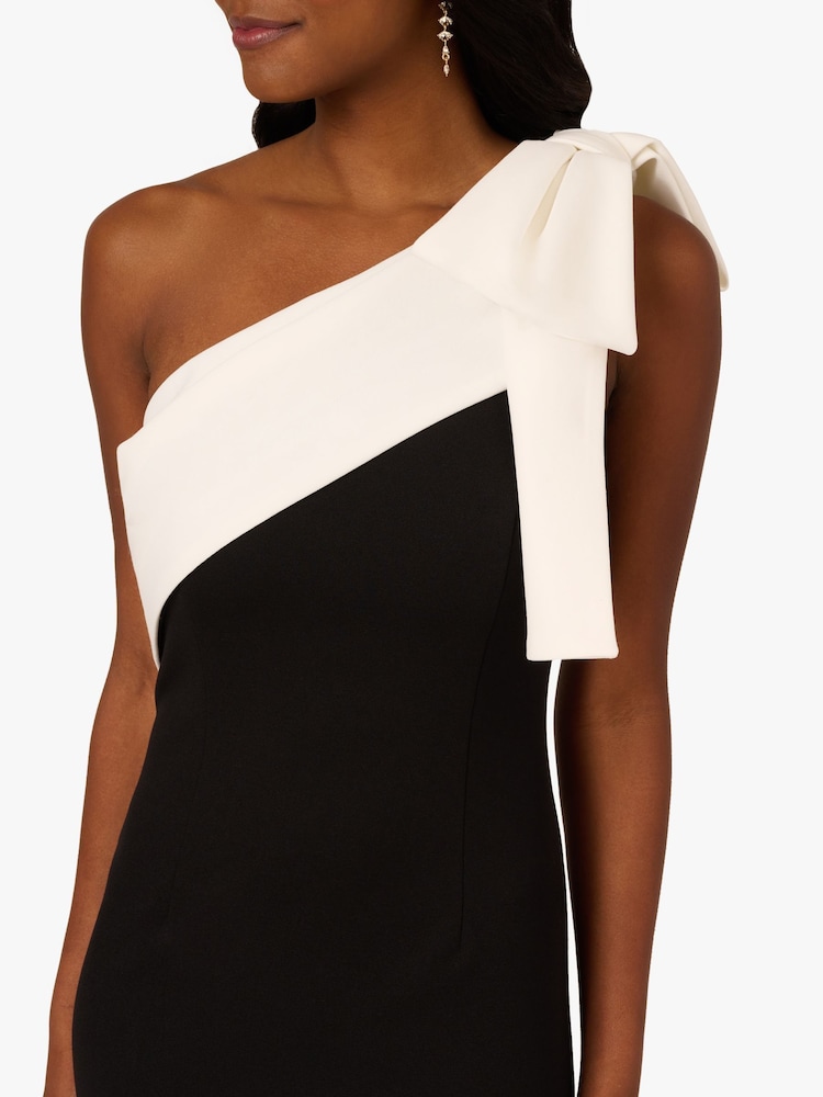 Buy Adrianna Papell Black Colour Block Crepe Bow Gown from Next