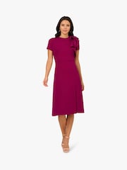 Adrianna Papell Purple Ruffle Bodice Midi Dress - Image 1 of 6