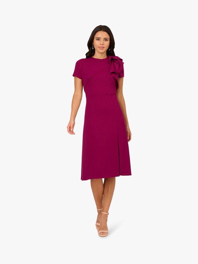Adrianna Papell Purple Ruffle Bodice Midi Dress - Image 1 of 6