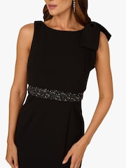 Adrianna Papell Crepe Popover Bead Black Gown - Image 5 of 6