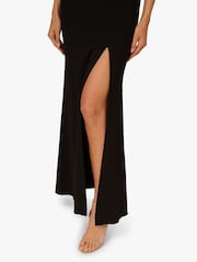 Adrianna Papell Crepe Popover Bead Black Gown - Image 6 of 6