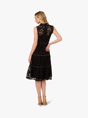 Adrianna Papell Lace Midi Shirt Black Dress - Image 2 of 6