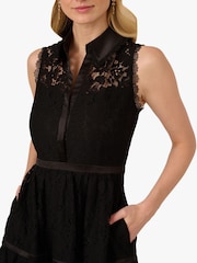 Adrianna Papell Lace Midi Shirt Black Dress - Image 5 of 6