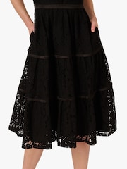 Adrianna Papell Lace Midi Shirt Black Dress - Image 6 of 6