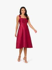 Adrianna Papell Red Mikado Petal Dress - Image 1 of 6
