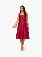 Adrianna Papell Red Mikado Petal Dress - Image 4 of 6