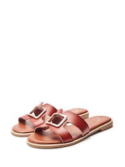 Moda in Pelle Jeanie Trim Detail Flat Brown Sandals - Image 2 of 4