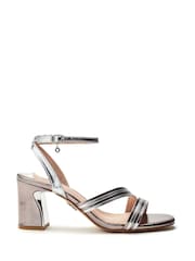 Серебряный - Moda in Pelle Gold Raela Multi Strap Block Heel Sandals - Image 1 of 4