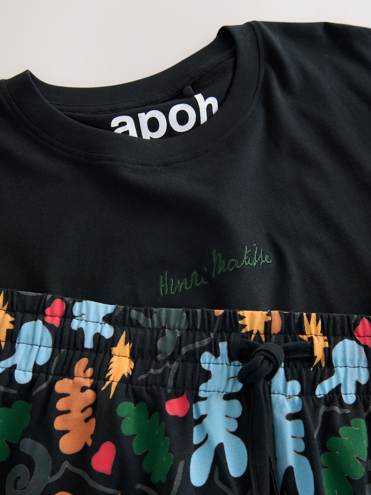 Black Henri Matisse Graphic Short Sleeve Pyjamas Set - Image 12 of 12