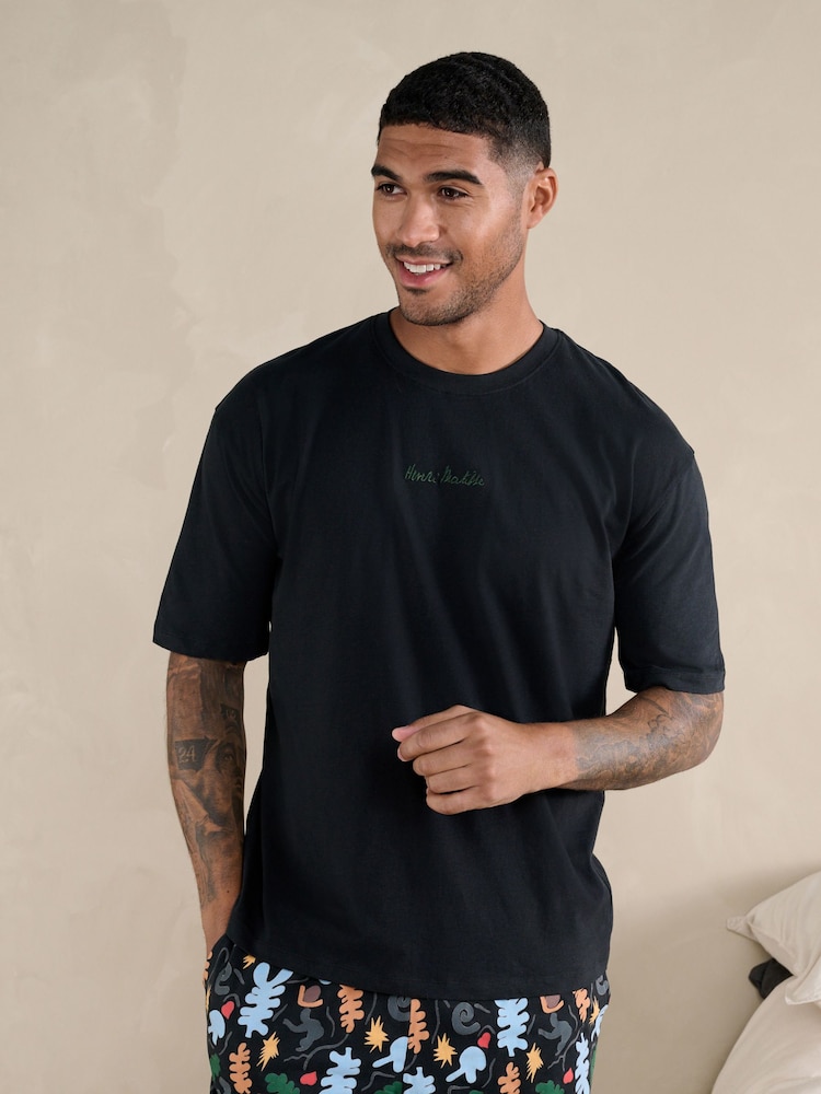 Black Henri Matisse Graphic Short Sleeve Pyjamas Set - Image 2 of 12