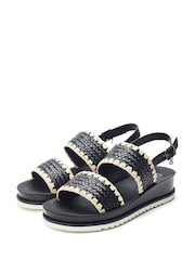 Moda in Pelle Natural Kyraa Raffia Double Strap Sandals - Image 2 of 4