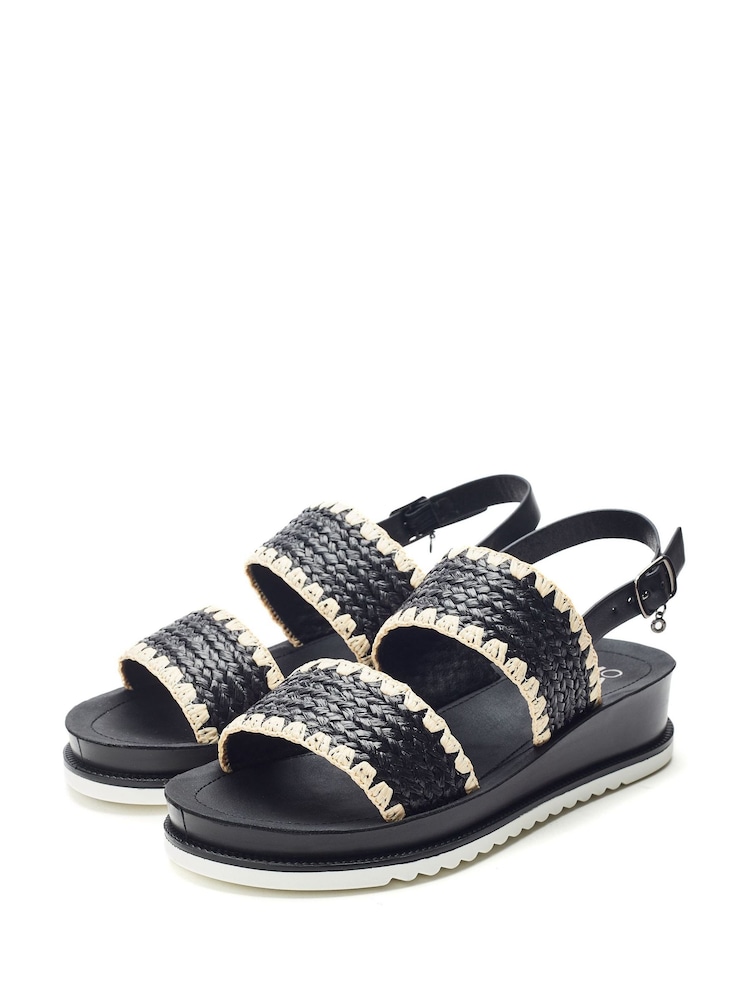 Moda in Pelle Natural Kyraa Raffia Double Strap Sandals - Image 2 of 4