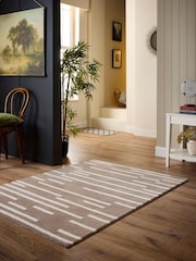Origin Rug Collection. Beige Broken Stripe Rug - Image 1 of 5