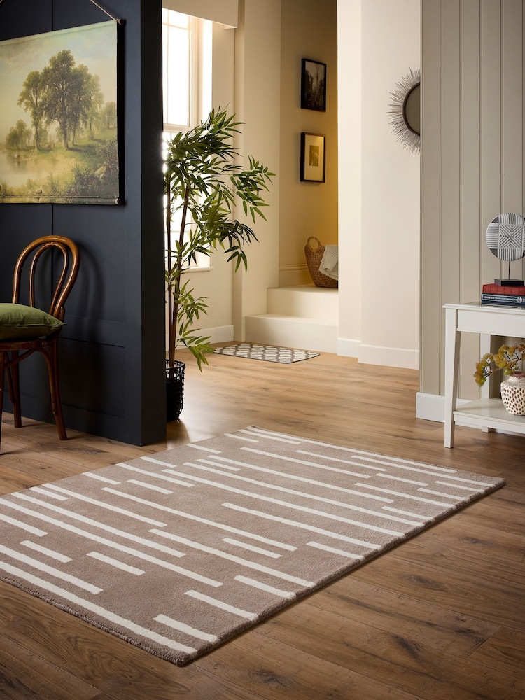 Origin Rug Collection. Beige Broken Stripe Rug - Image 1 of 5