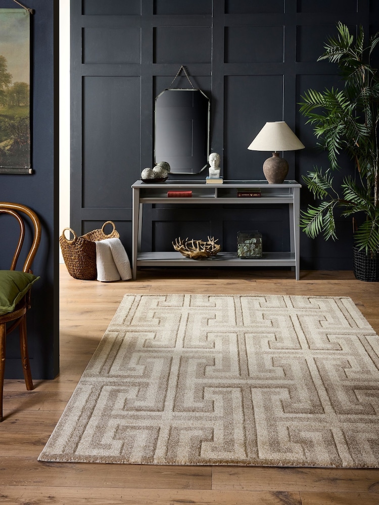 Origin Rug Collection. Taupe or Beige Greek Key Rug - Image 1 of 5