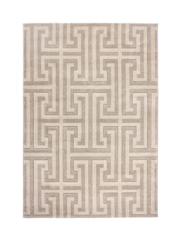 Origin Rug Collection. Taupe or Beige Greek Key Rug - Image 5 of 5