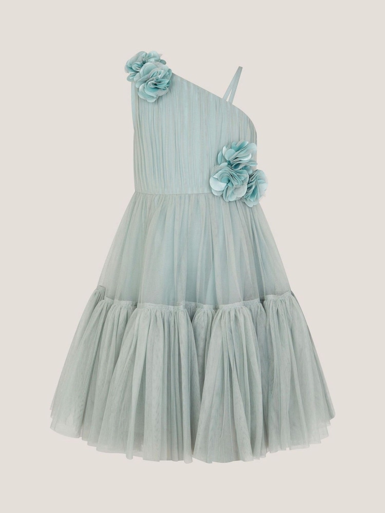 Monsoon Green Ruby Asymmetric Flower Tulle Dress - Image 1 of 3 Monsoon Green Ruby Asymmetric Flower Tulle Dress - Image 1 of 3