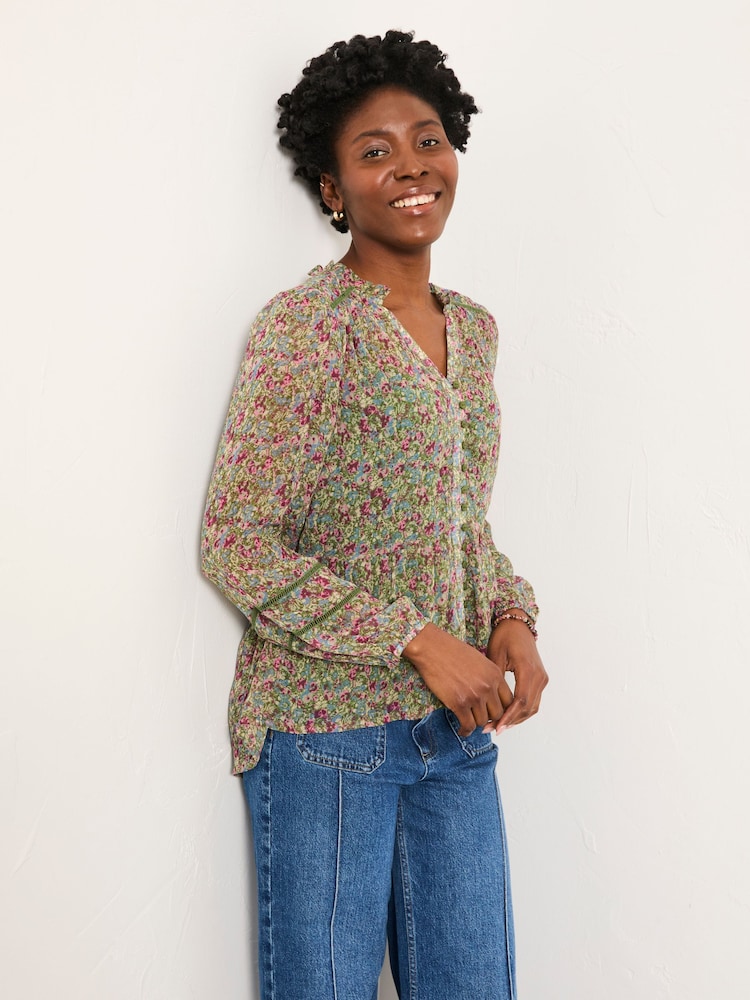 FatFace Mel Green Ditsy Garden Petite Blouse - Image 1 of 5 FatFace Mel Green Ditsy Garden Petite Blouse - Image 1 of 5