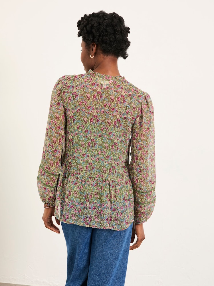 FatFace Mel Green Ditsy Garden Petite Blouse - Image 2 of 5 FatFace Mel Green Ditsy Garden Petite Blouse - Image 2 of 5