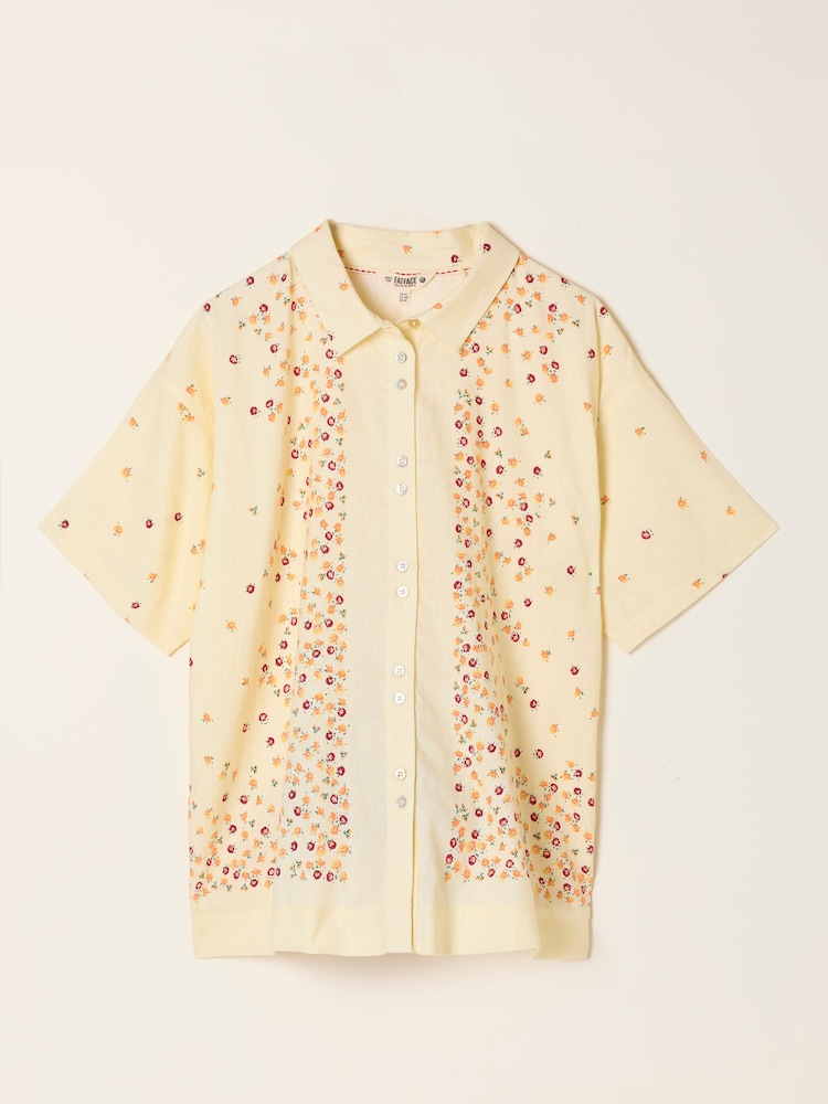 FatFace Kara Yellow Ditsy Pop Petite Shirt - Image 6 of 6