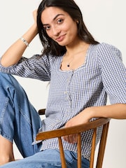 FatFace Sofia Multi Petite Gingham Blouse - Image 4 of 6