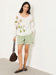 FatFace Dawn Ivory Petite Embroidered Blouse - Image 1 of 6