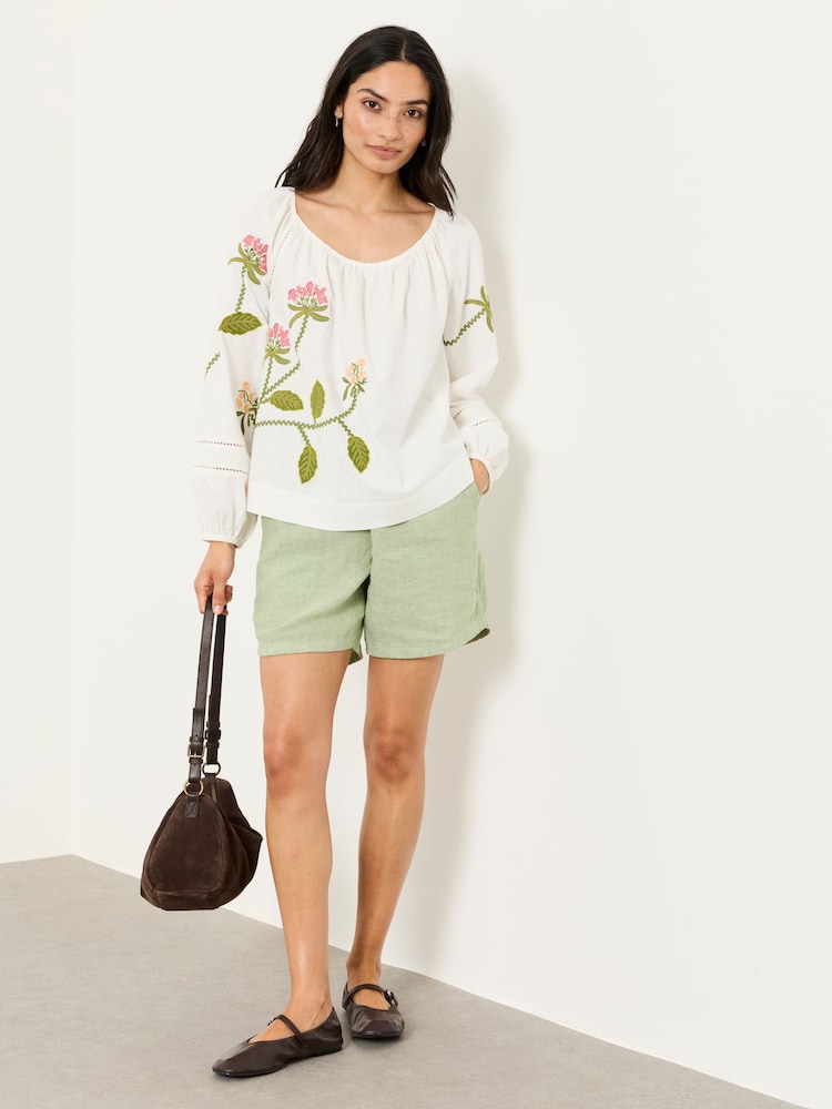 FatFace Dawn Ivory Petite Embroidered Blouse - Image 1 of 6