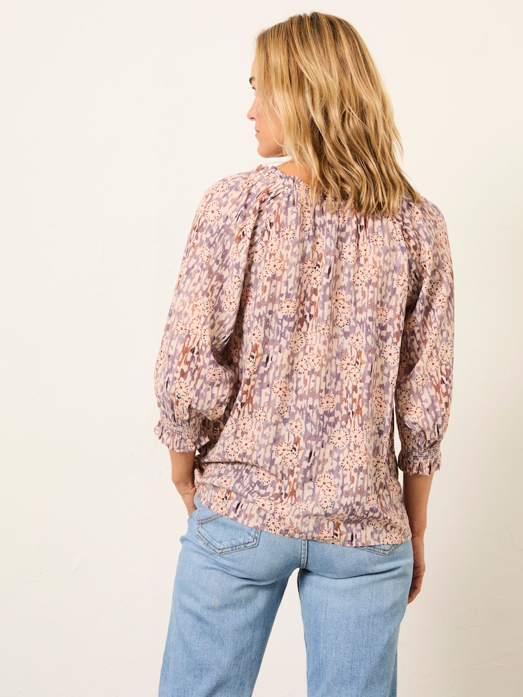 FatFace Kira Purple Oriental Floral Petite Blouse - Image 2 of 5 FatFace Kira Purple Oriental Floral Petite Blouse - Image 2 of 5