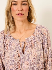 FatFace Kira Purple Oriental Floral Petite Blouse - Image 3 of 5