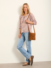 FatFace Kira Purple Oriental Floral Petite Blouse - Image 4 of 5