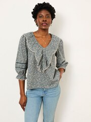 FatFace Carly Blue Ditsy Petite Blouse - Image 1 of 5