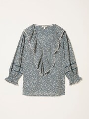 FatFace Carly Blue Ditsy Petite Blouse - Image 5 of 5