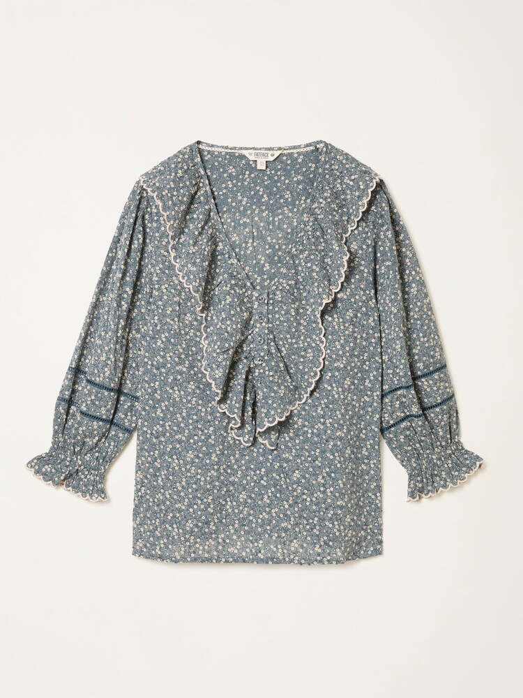 FatFace Carly Blue Ditsy Petite Blouse - Image 5 of 5