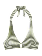 Chelsea Peers Green Crinkle Stripe Halterneck Bikini Top - Image 4 of 5